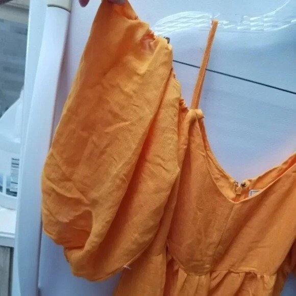 Anthropologie Moulinette Soeurs Carina Puff Sleeve Orange Dress M - Picture 10 of 15